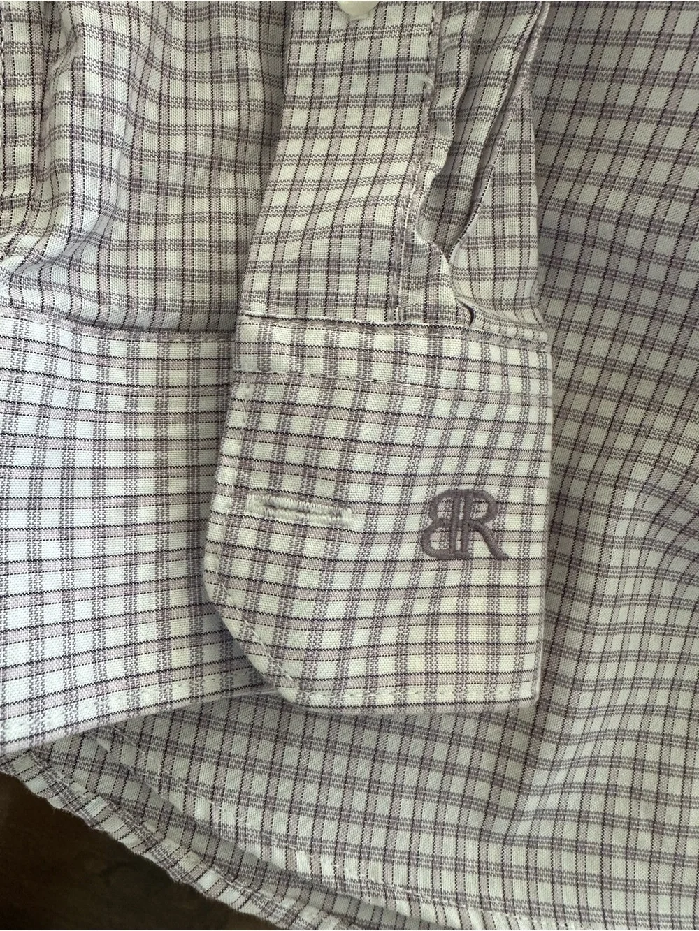 Banana Republic Men's Light Gray and White Checked Dress Shirt